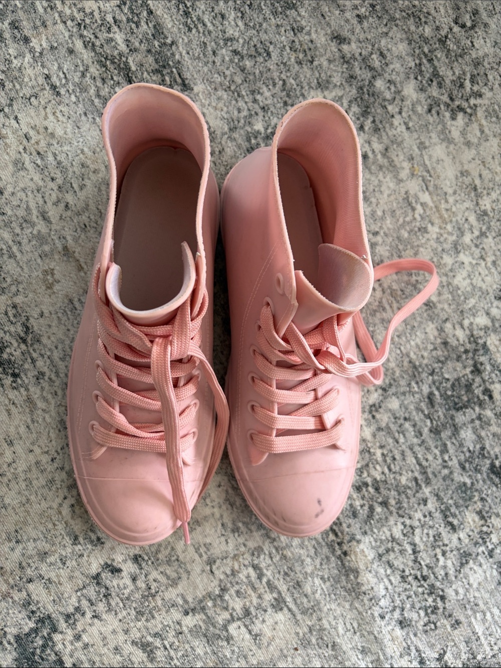 Women’s Blush Pink High-Top Plastic Sneakers